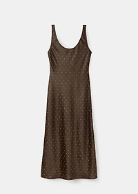 Satin crinkle-effect dress with crystals