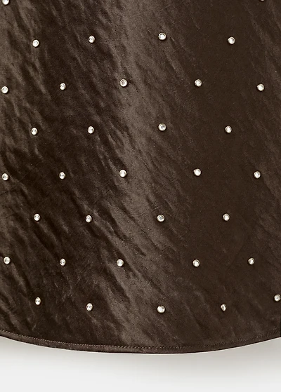 Satin crinkle-effect dress with crystals