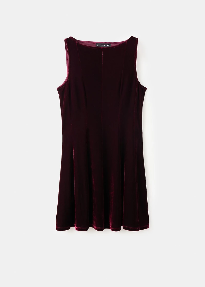 Velvet dress with seams
