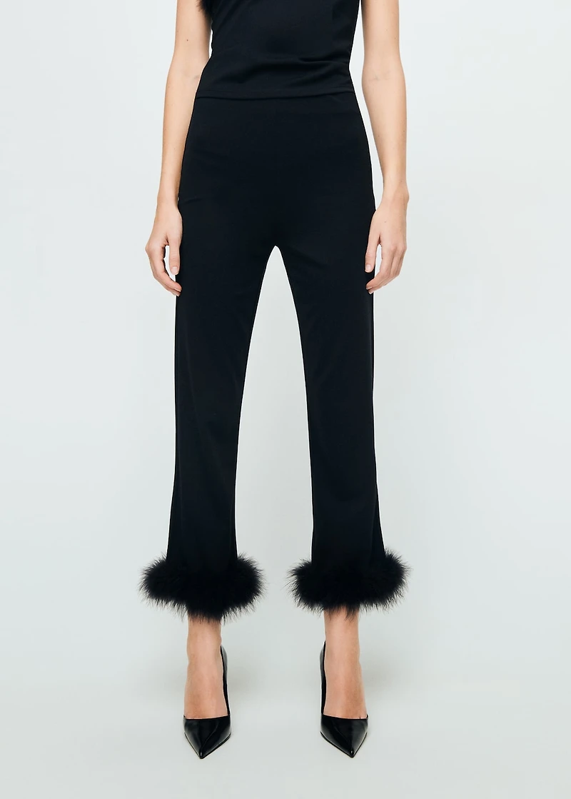 Fine-knit feather capri trousers
