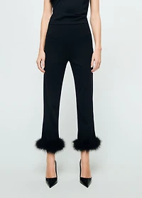 Fine-knit feather capri trousers