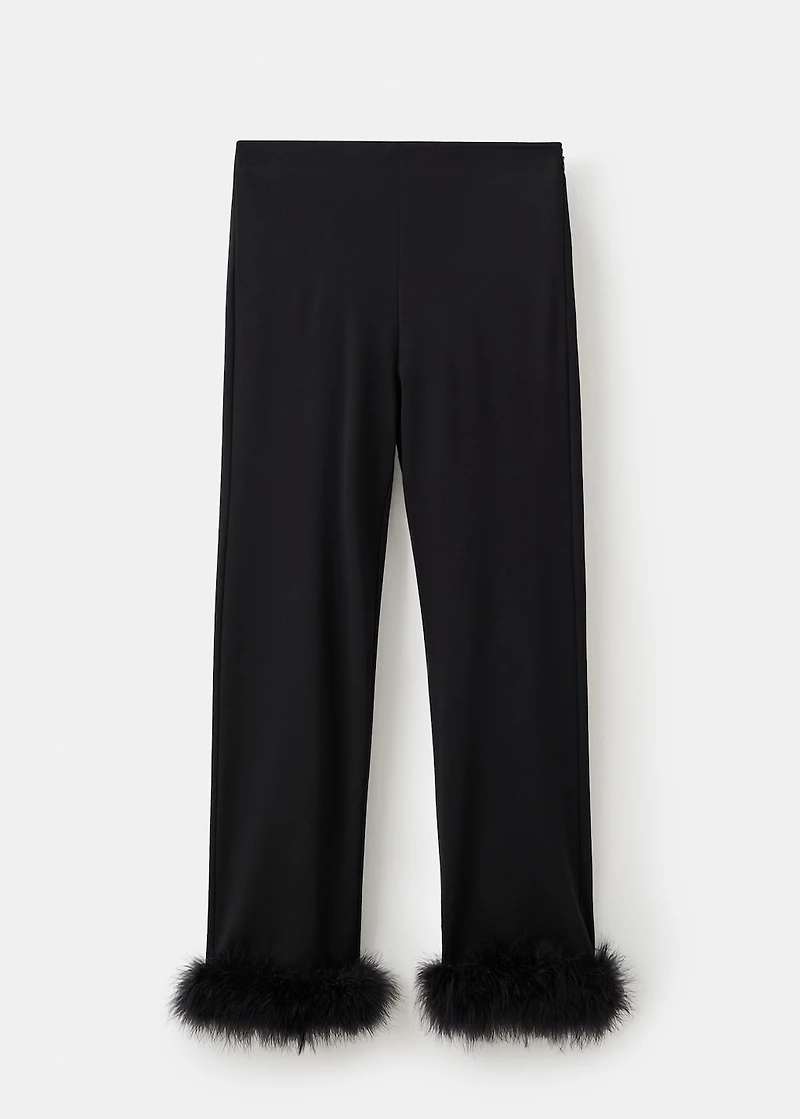 Fine-knit feather capri trousers
