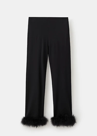 Fine-knit feather capri trousers