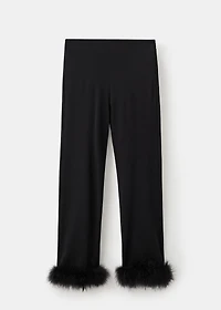 Fine-knit feather capri trousers