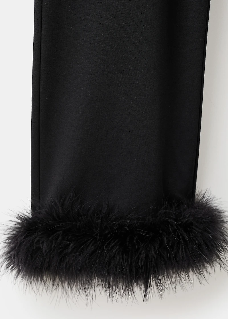 Fine-knit feather capri trousers