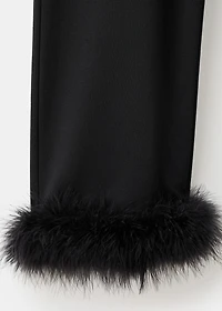 Fine-knit feather capri trousers