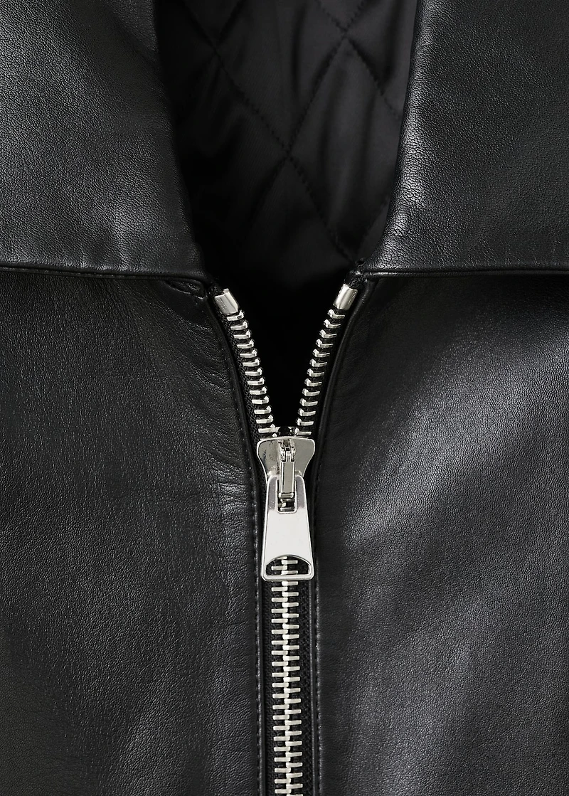 Leather bomber jacket