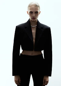 Wool cropped suit jacket
