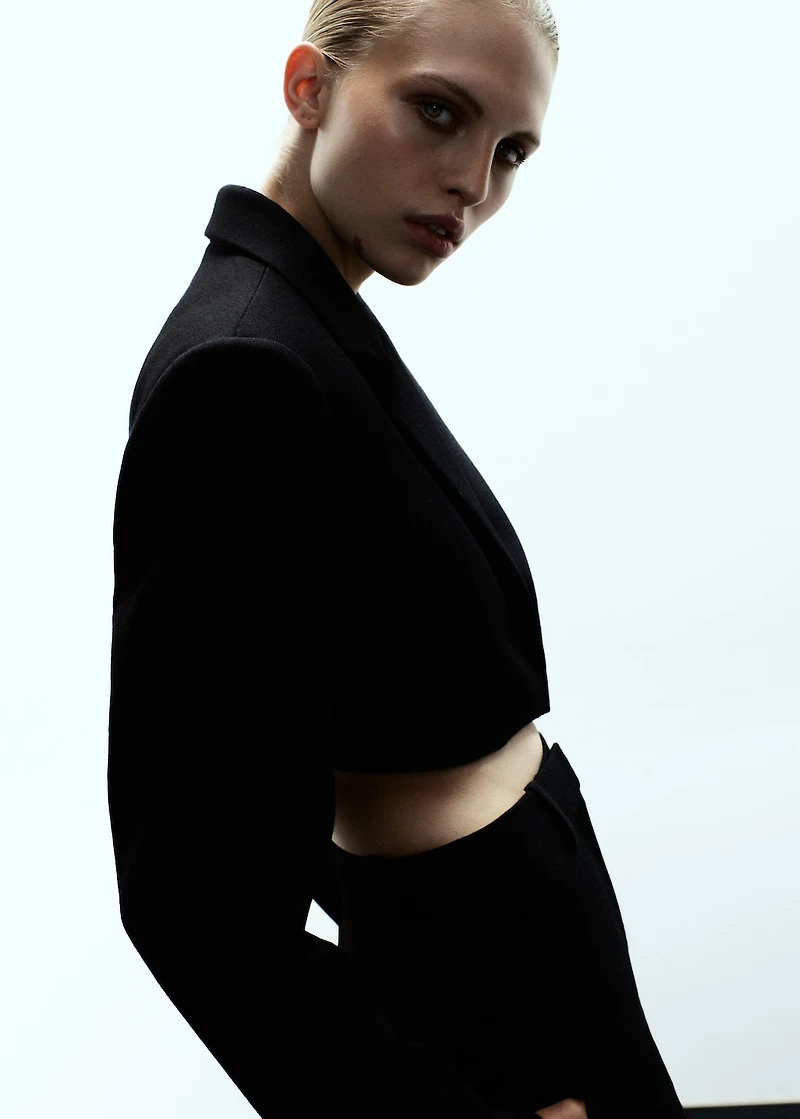 Wool cropped suit jacket