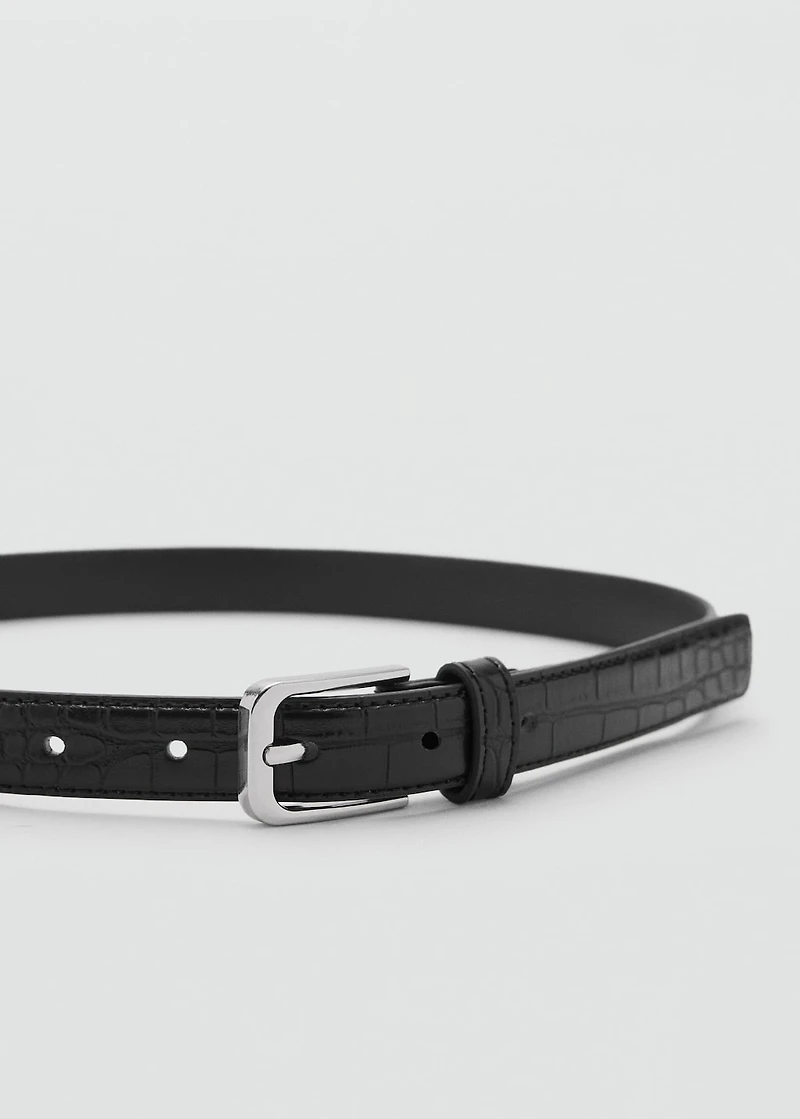 Thin faux crocodile leather belt