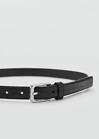 Thin faux crocodile leather belt