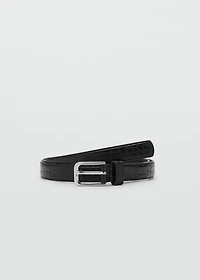 Thin faux crocodile leather belt