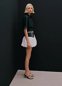 Short sleeve linen-blend shirt