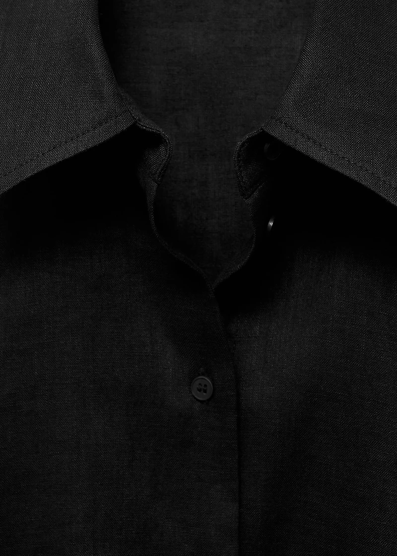 Short sleeve linen-blend shirt