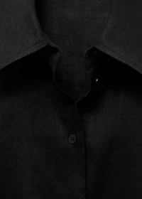 Short sleeve linen-blend shirt