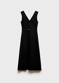 Flared linen dress with belt