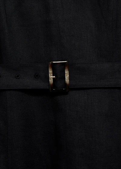 Flared linen dress with belt