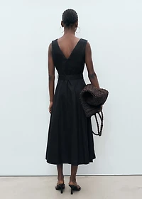 Flared linen dress with belt