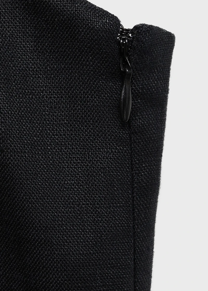 Bow linen-blend dress