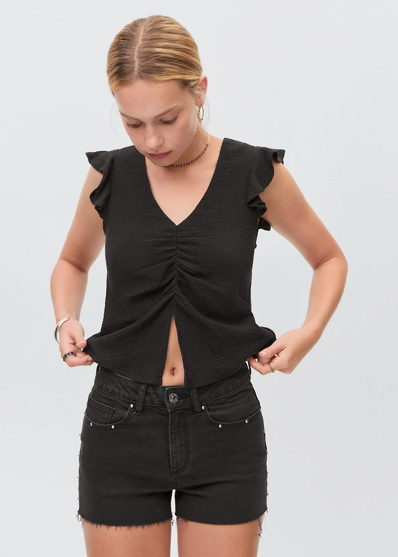 Ruffled-sleeve blouse