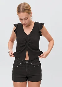 Ruffled-sleeve blouse