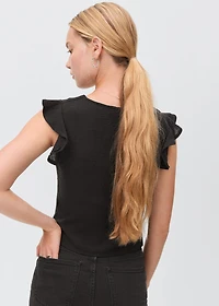 Ruffled-sleeve blouse