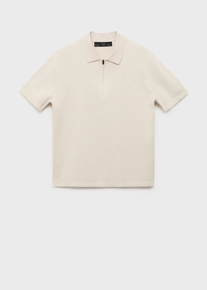 COOLMAX® fine-knit polo shirt with zipper