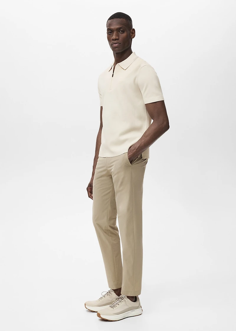 COOLMAX® fine-knit polo shirt with zipper