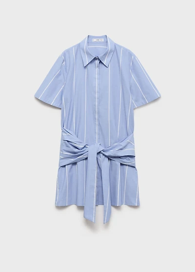 Striped shirt dress with knot