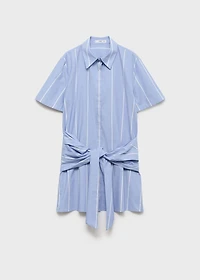 Striped shirt dress with knot