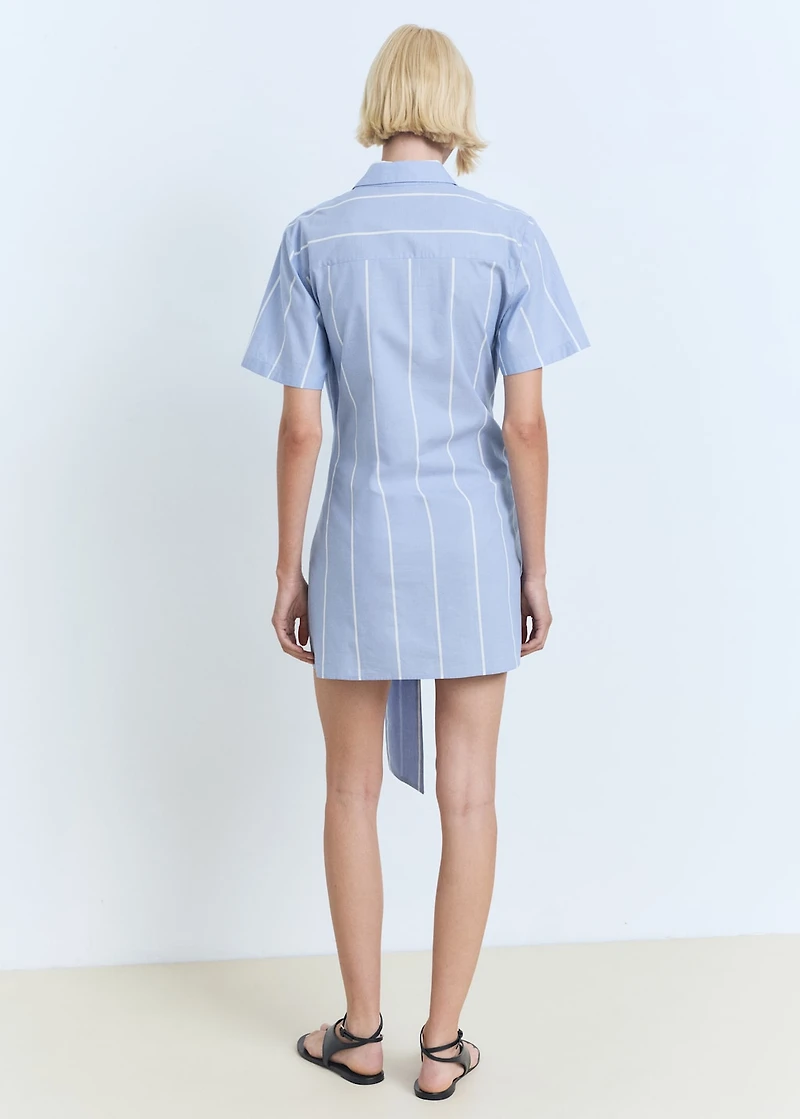 Striped shirt dress with knot