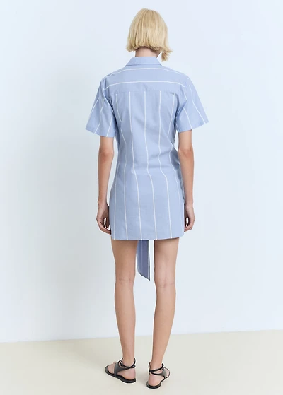 Striped shirt dress with knot