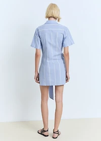Striped shirt dress with knot