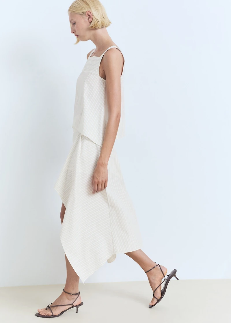 Striped asymmetric skirt