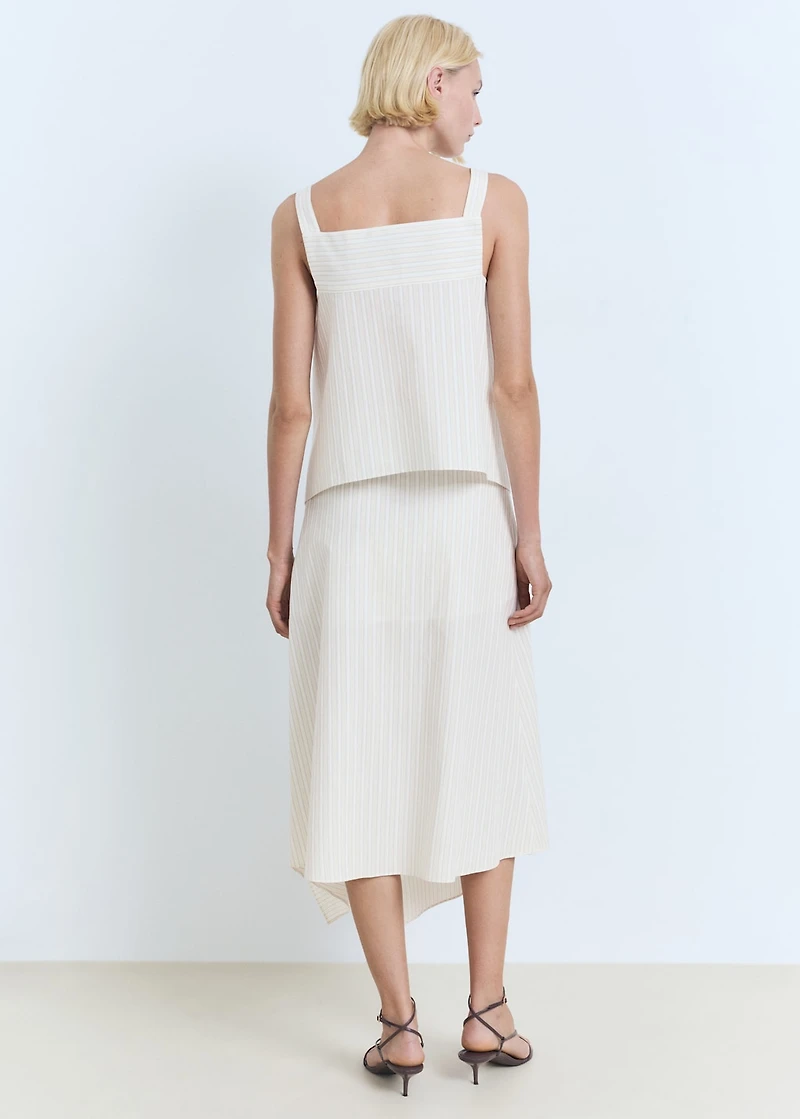 Striped asymmetric skirt