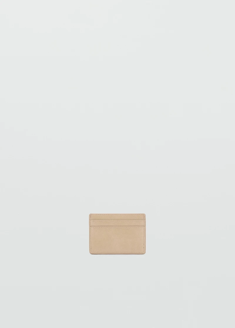 Embossed faux-leather card holder