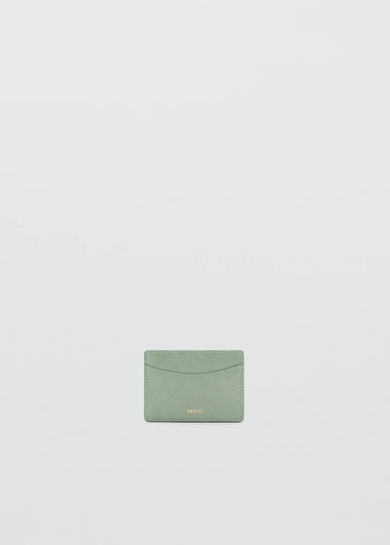 Embossed faux-leather card holder