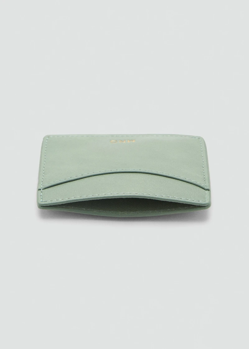 Embossed faux-leather card holder