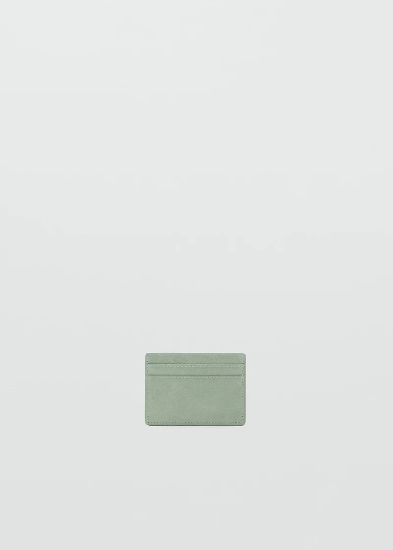 Embossed faux-leather card holder