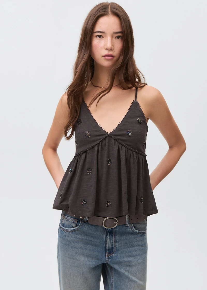 Sequin embroidery top