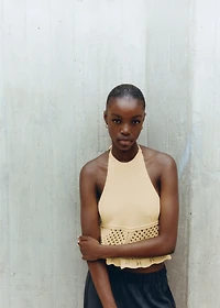 Halter-neck knitted top