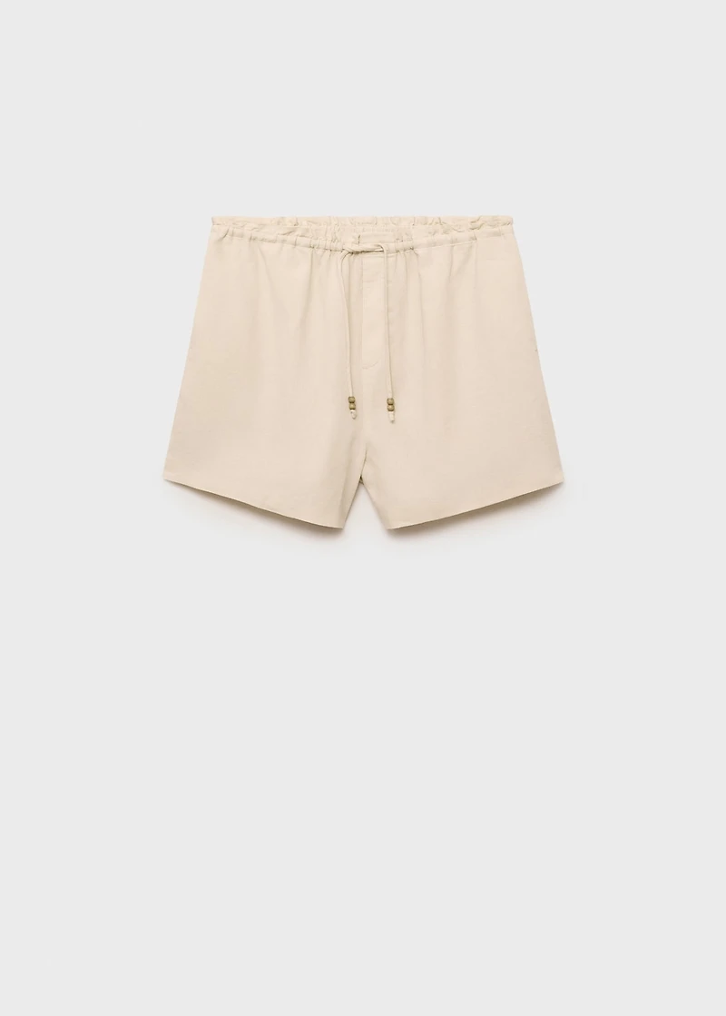Straight-fit linen shorts with drawstring