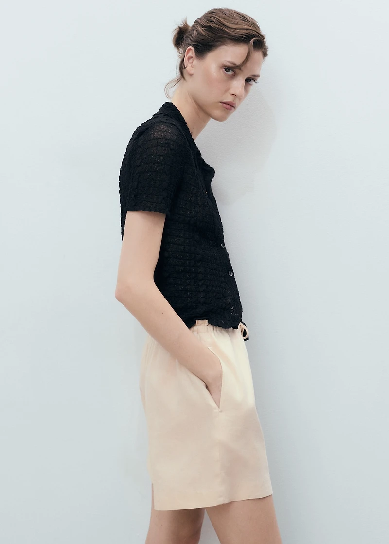 Straight-fit linen shorts with drawstring