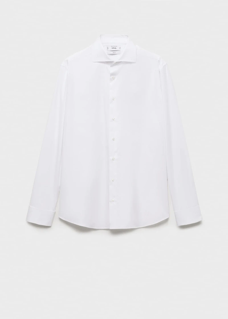 Slim-fit twill fabric suit with shirt cufflinks