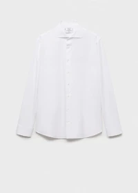 Slim-fit twill fabric suit with shirt cufflinks