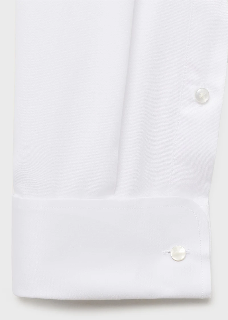 Slim-fit twill fabric suit with shirt cufflinks