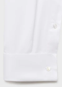 Slim-fit twill fabric suit with shirt cufflinks