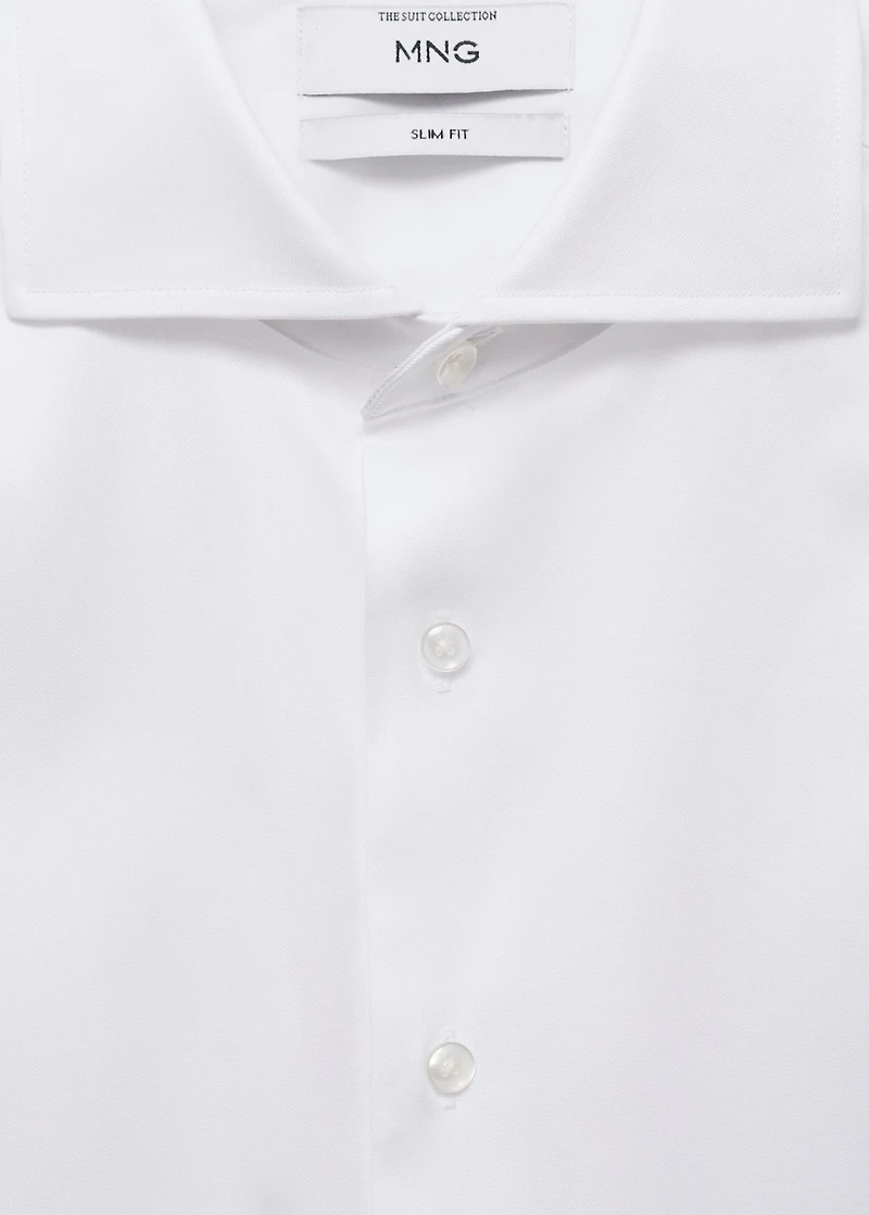 Slim-fit twill fabric suit with shirt cufflinks