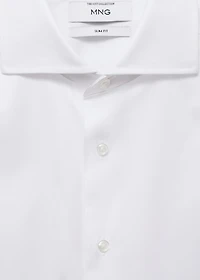 Slim-fit twill fabric suit with shirt cufflinks