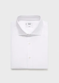 Slim-fit twill fabric suit with shirt cufflinks